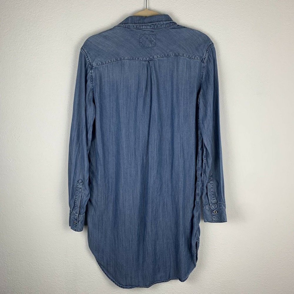 Rails Women's S Collared Long Sleeved Tunic Shirt Dress Chambray Blue Lace Up - Picture 5 of 7